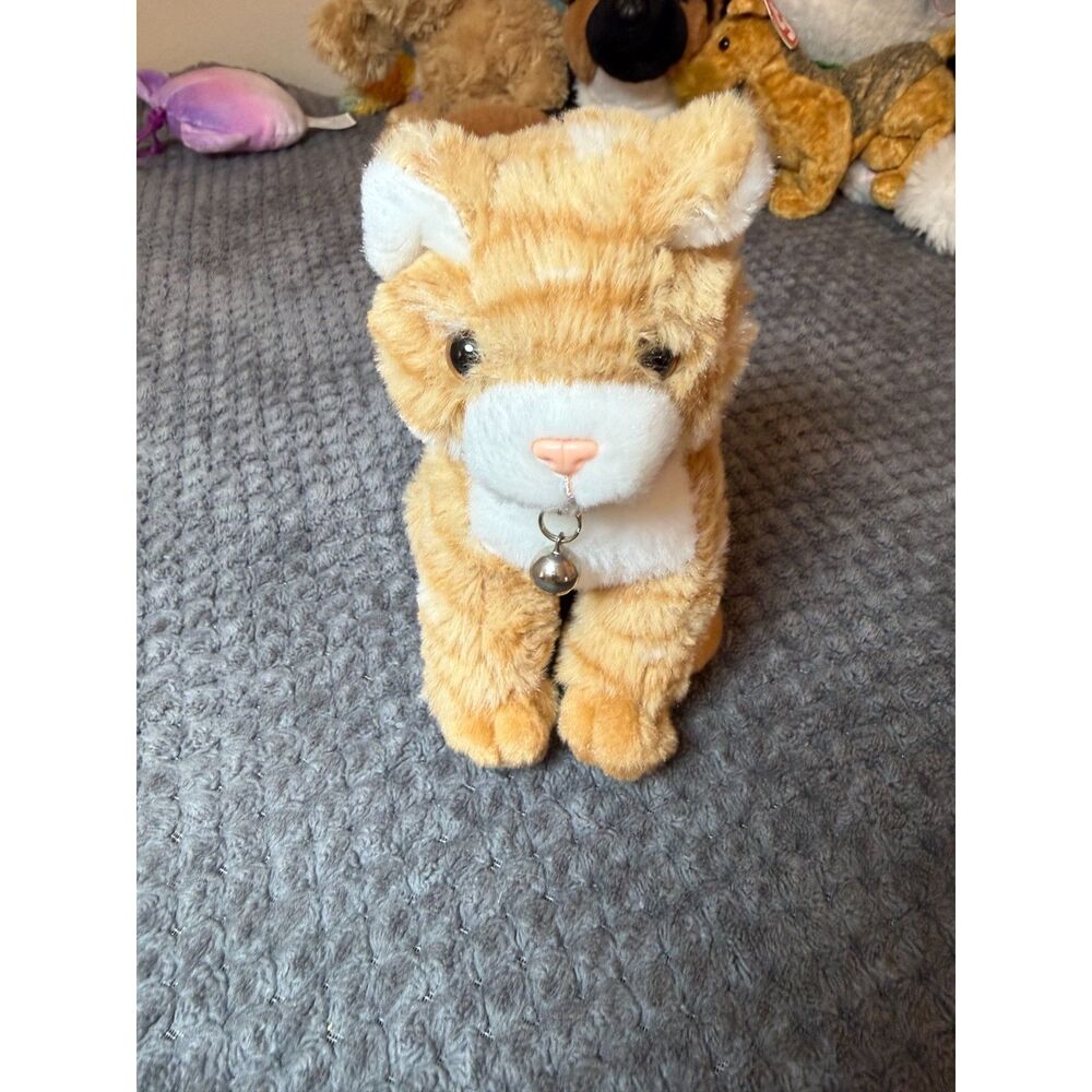Orange Tabby Cat Plush With Purple Collar with Bell